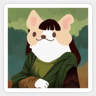 Mona Lisa Style, Corgi Love Sticker